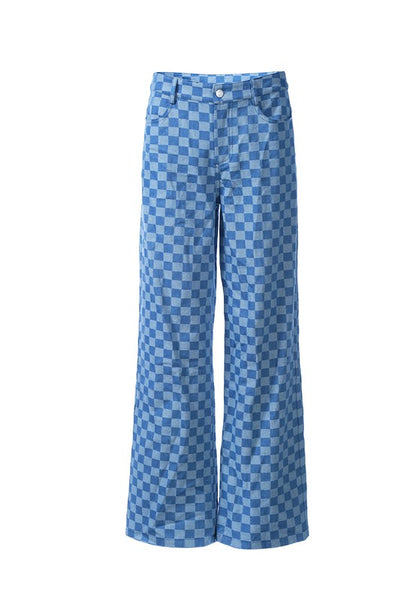 Denim Checkered Pants