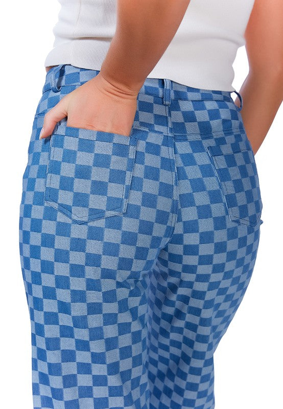 Denim Checkered Pants