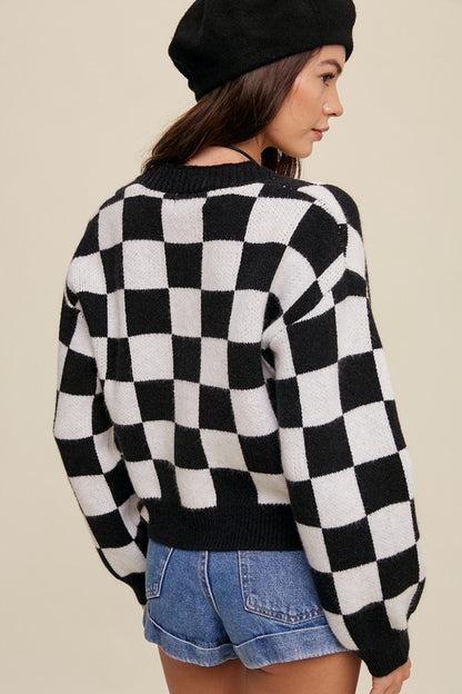 Checkered Crop Cardigan