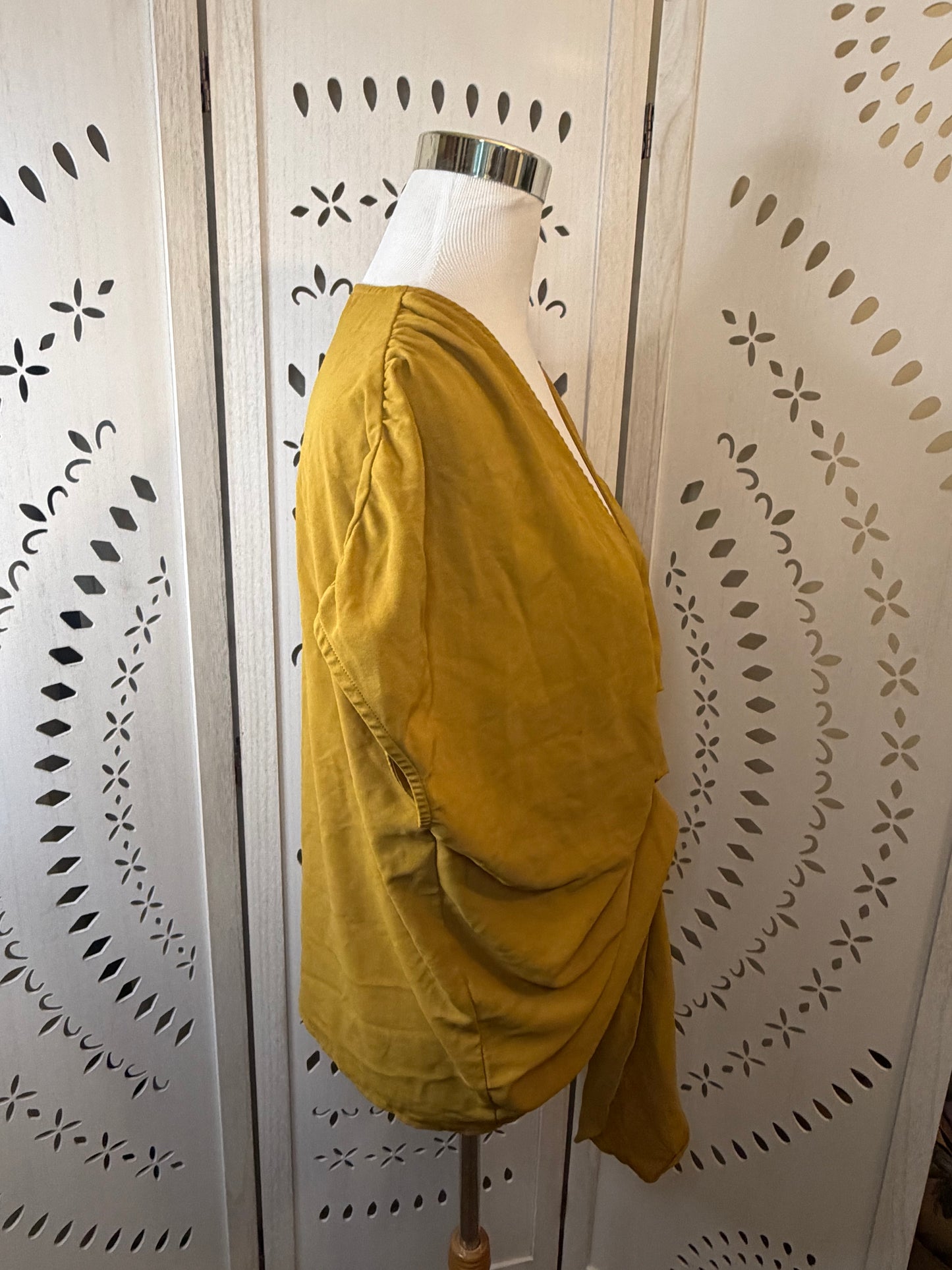 Amber Moon Revival: Mustard Tie Front Top