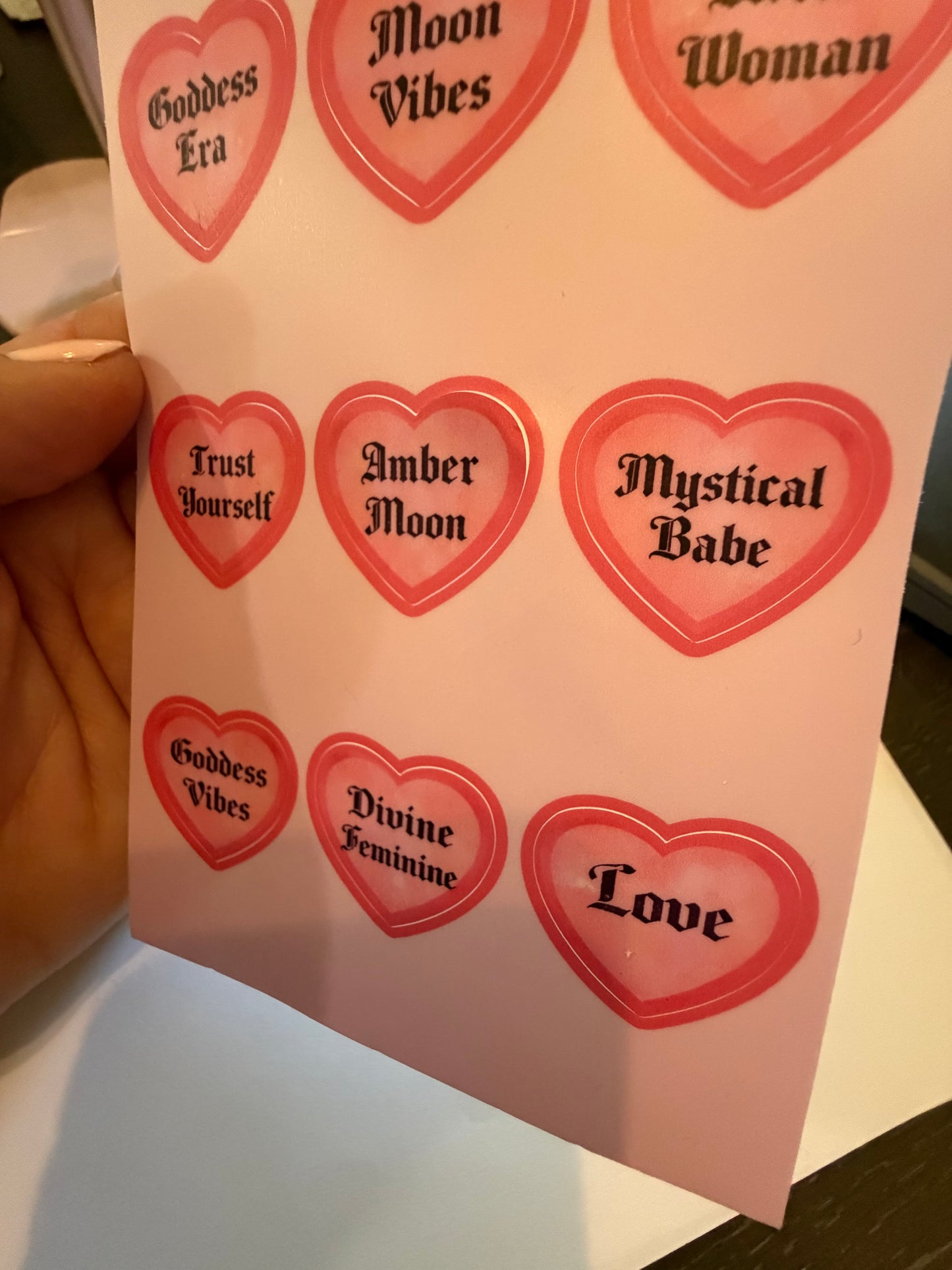 Amber Moon Conversation Heart Stickers