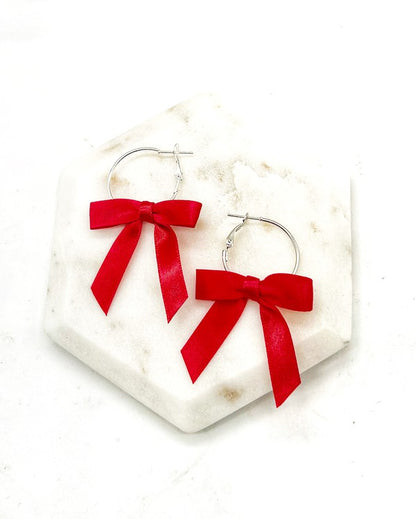Red Ribbon Bow Hoops