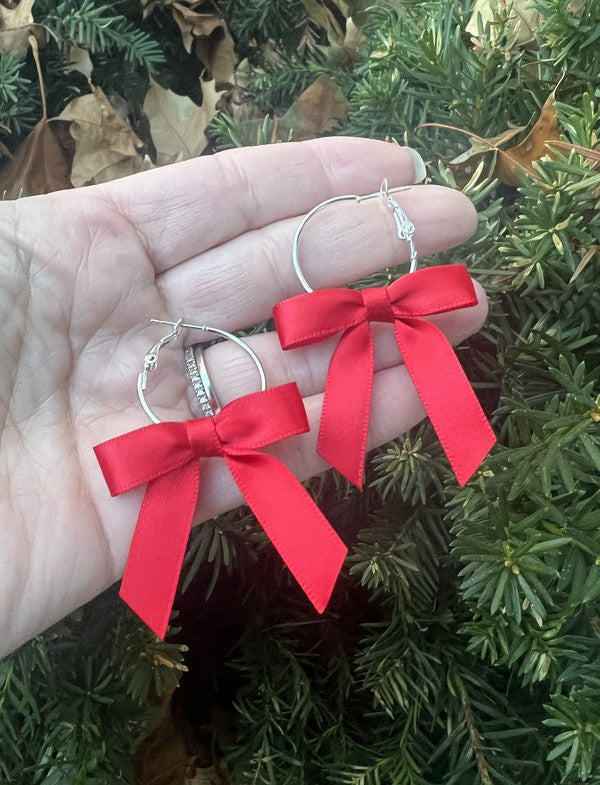 Red Ribbon Bow Hoops