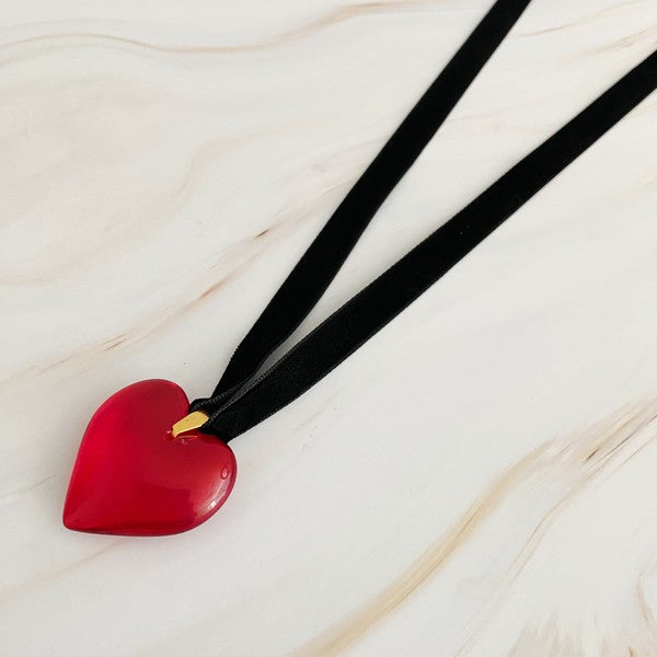 Black Sash Heart Necklace