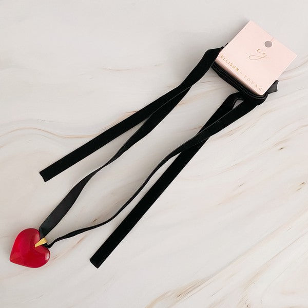 Black Sash Heart Necklace