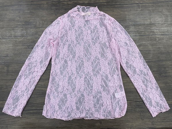PLUS: Lace Mock Neck Layering Top