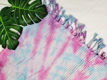 Blue & Pink Tie Dyed Organic Beach Towel