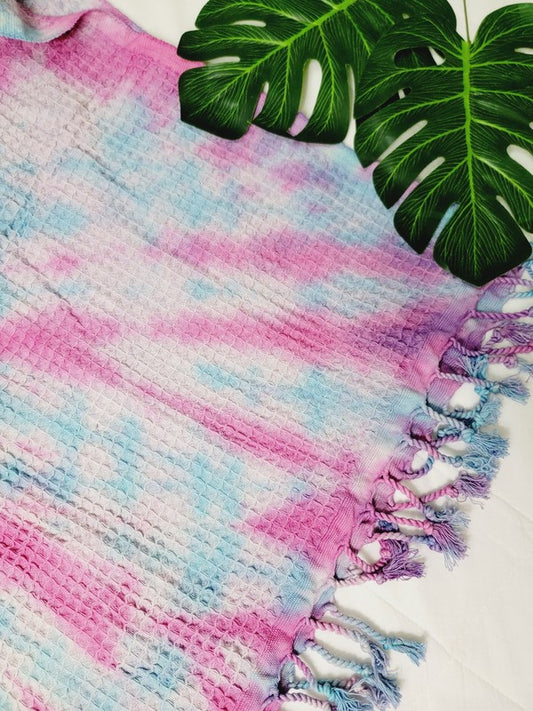 Blue & Pink Tie Dyed Organic Beach Towel