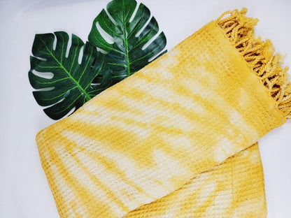 Yellow Tie Dye Organic Beach Towel