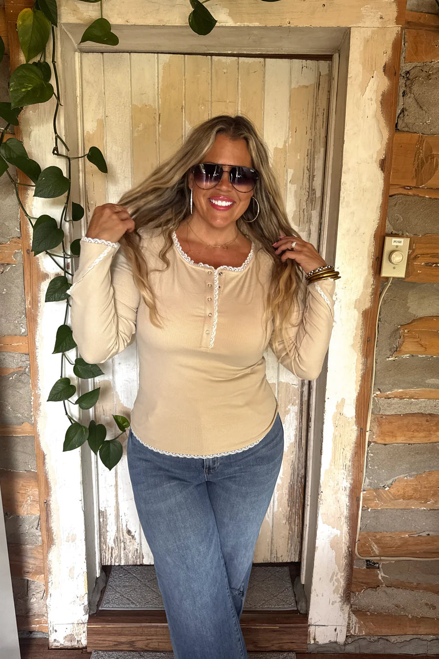 PREORDER: Rosie Lace Henley Top