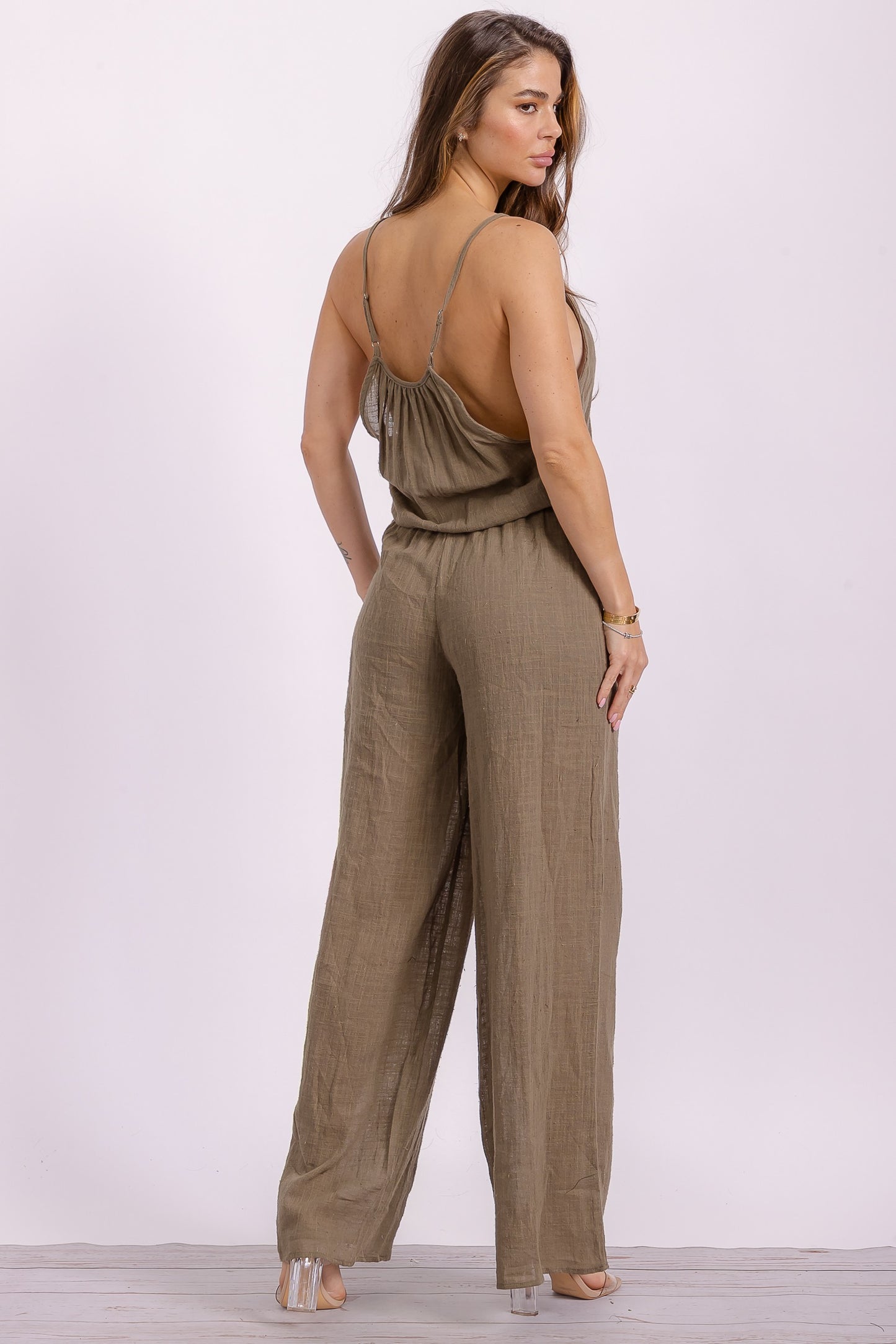 Olive Cotton Jumpsuit