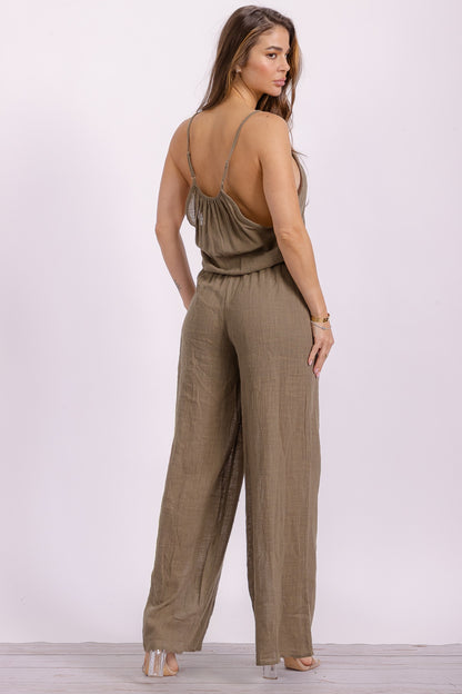 Olive Cotton Jumpsuit