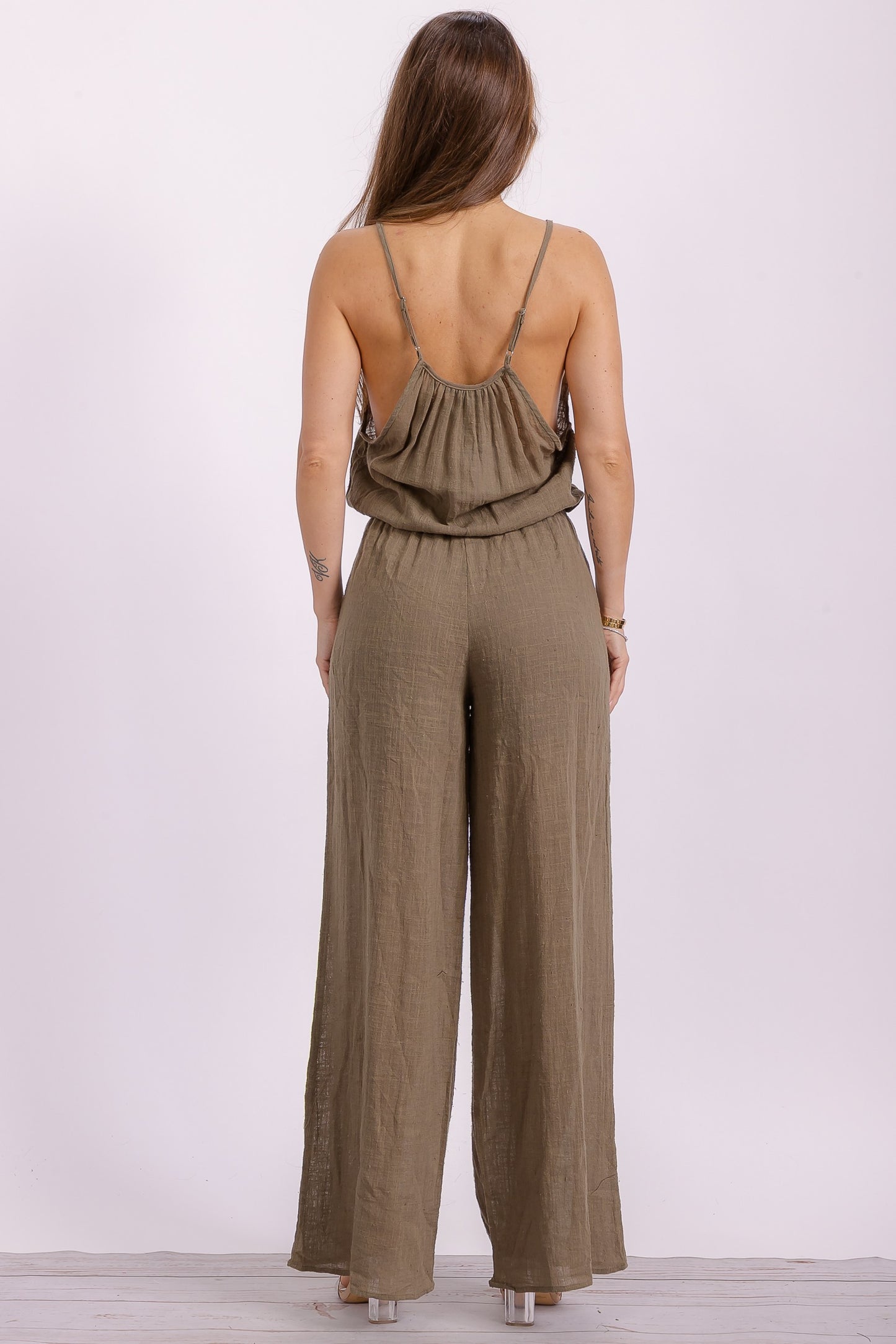 Olive Cotton Jumpsuit
