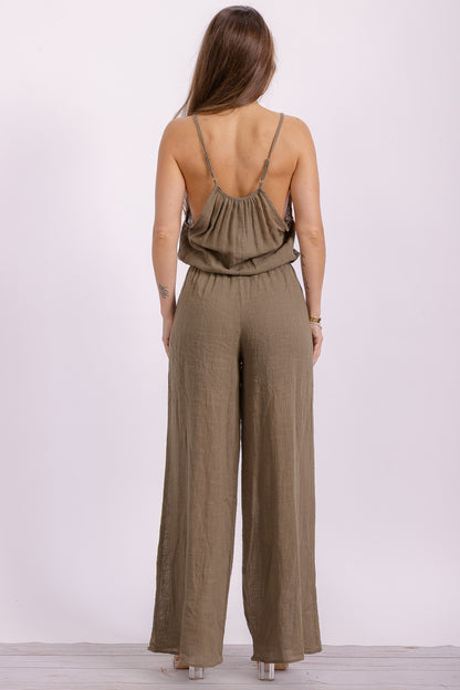 Olive Cotton Jumpsuit