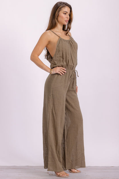 Olive Cotton Jumpsuit