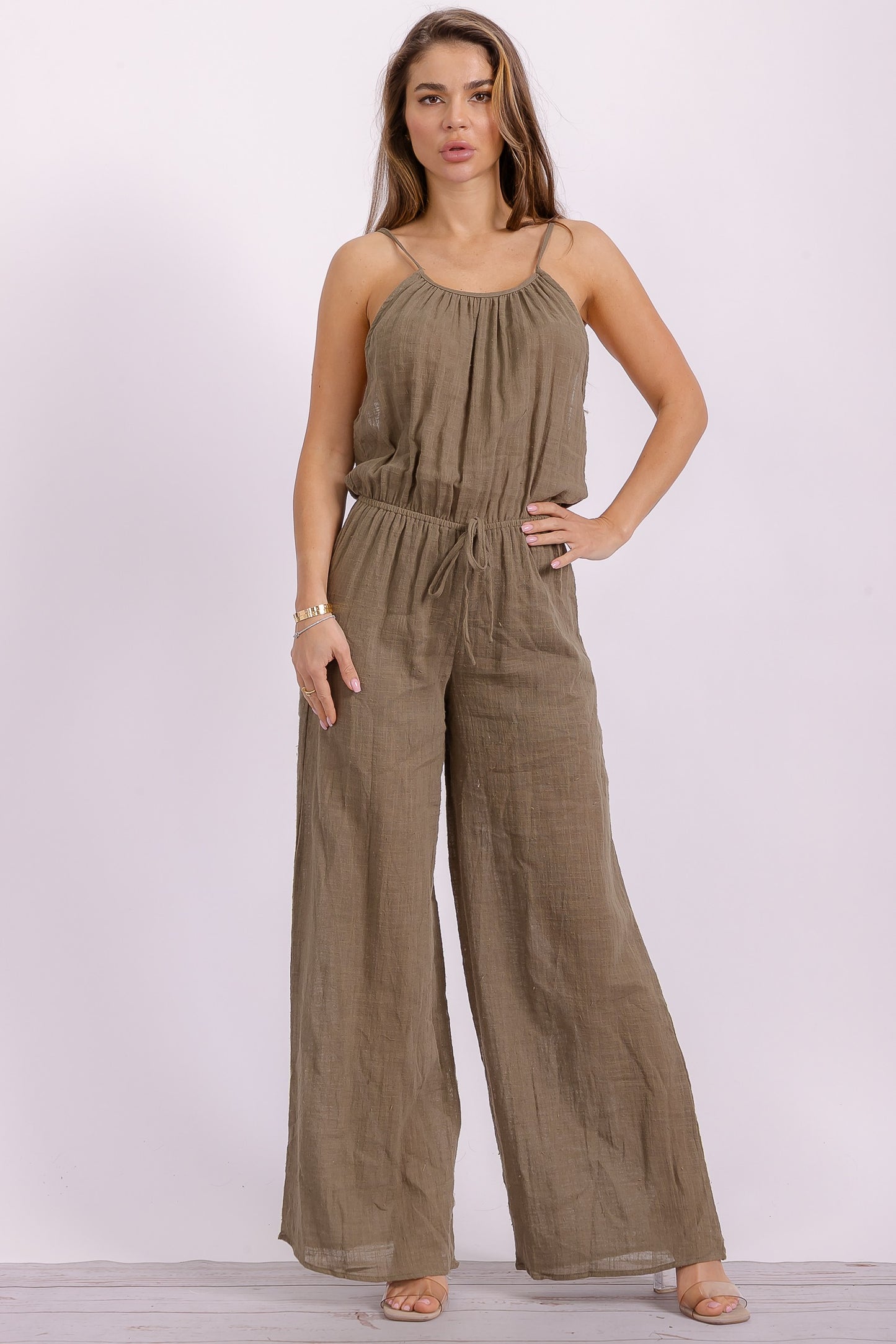 Olive Cotton Jumpsuit