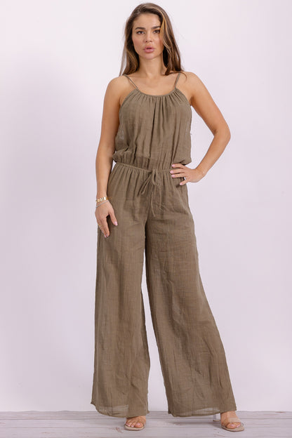 Olive Cotton Jumpsuit