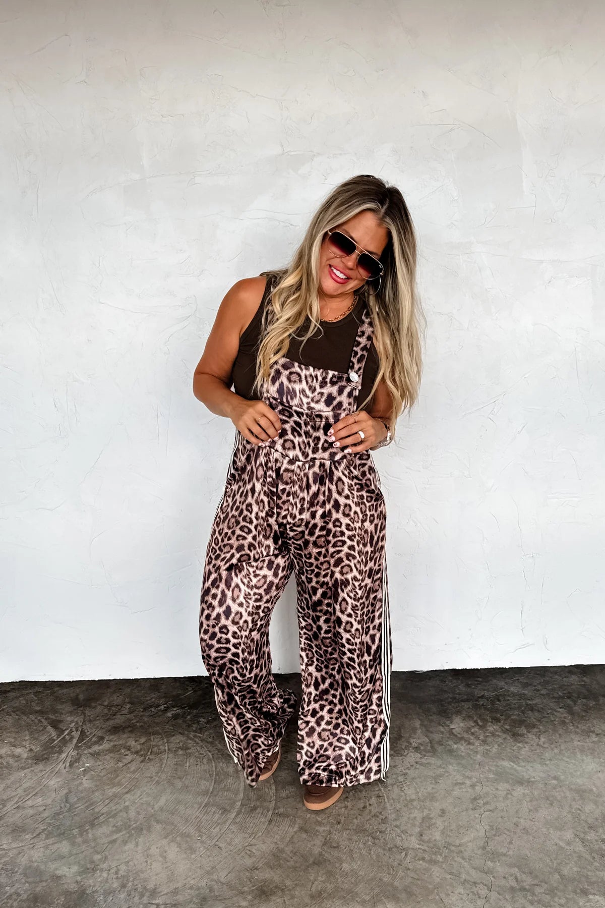 PREORDER: Karli Silky Leopard Overalls