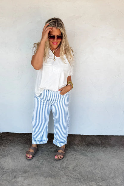 CLOSED PREORDER: Beachy Stripe Barrel Jean