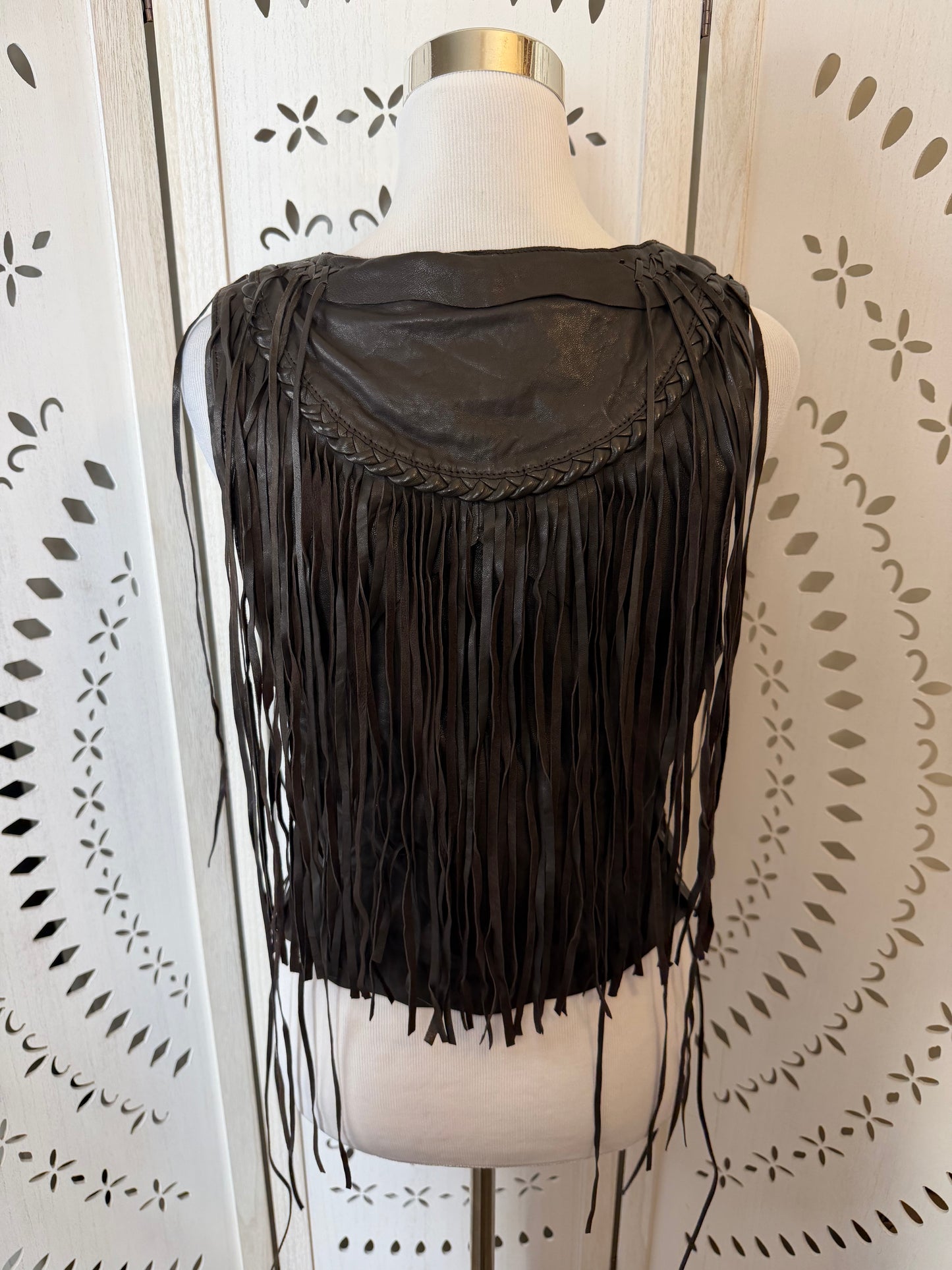 Vintage 2000s True Religion Brown Leather Fringe Vest