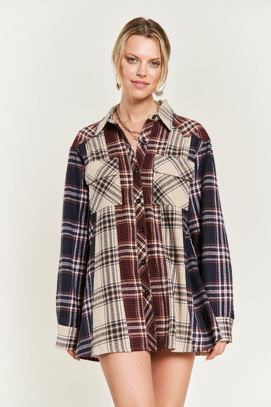 Colorblock Plaid Shirt