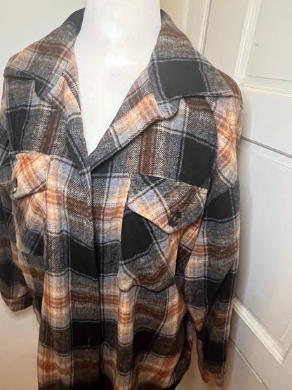 Amber Moon Revival: Brown and Black Plaid Shacket