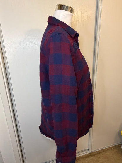 Amber Moon Revival: Burgundy and Navy Plaid Lined Shacket