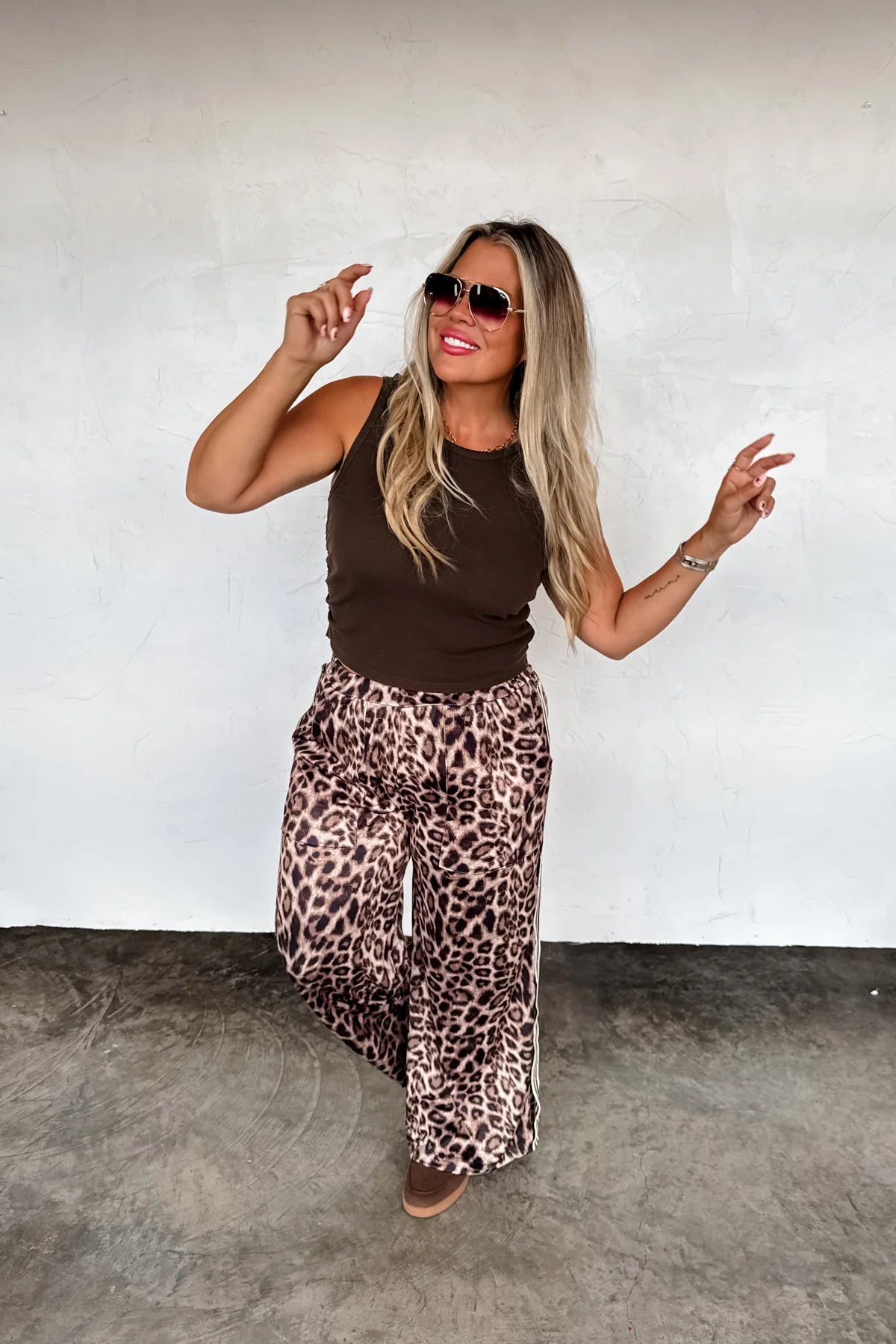 PREORDER: Haddie Silky Leopard Wide Leg Pants