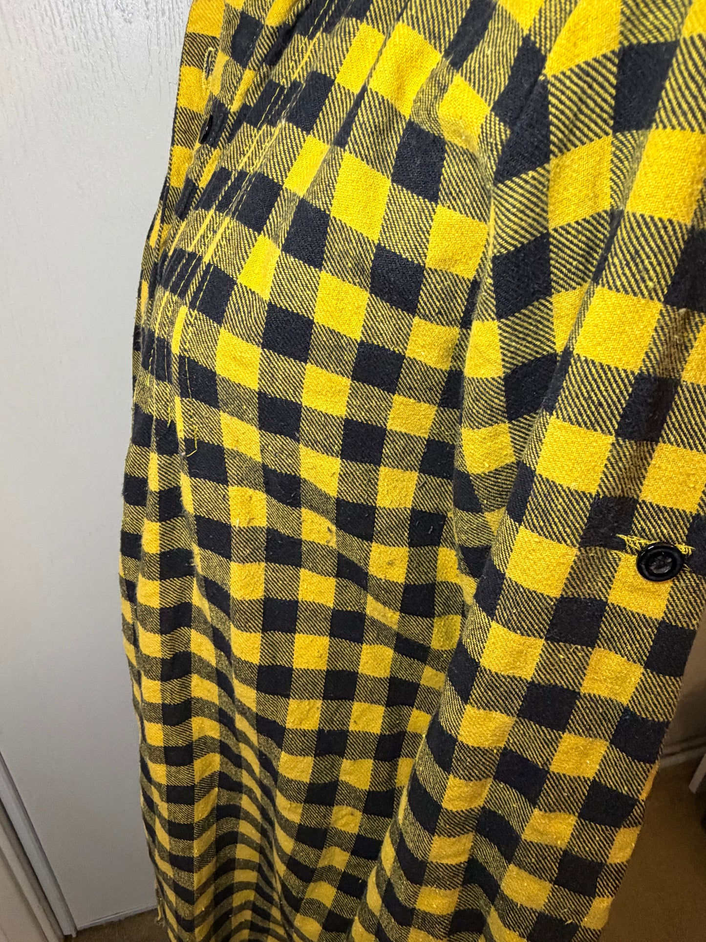 Amber Moon Revival: Yellow and Black Plaid Flannel Tunic - 100% Cotton