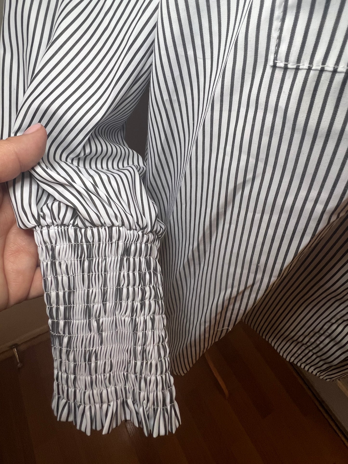 Amber Moon Revival: Striped Button Down w/ Smocked Cuffs