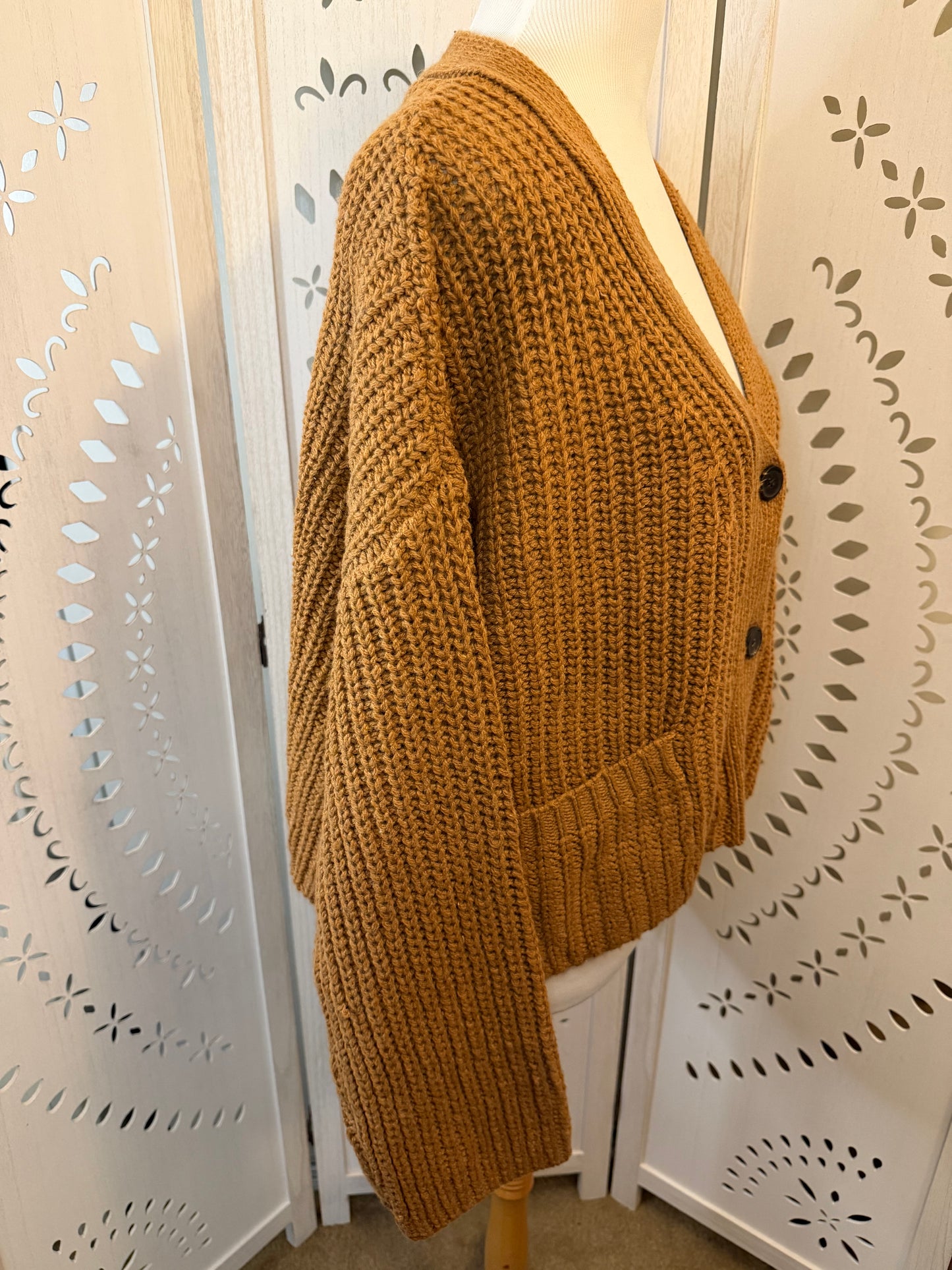 Amber Moon Revival: Chunky Camel Buttoned Cardigan