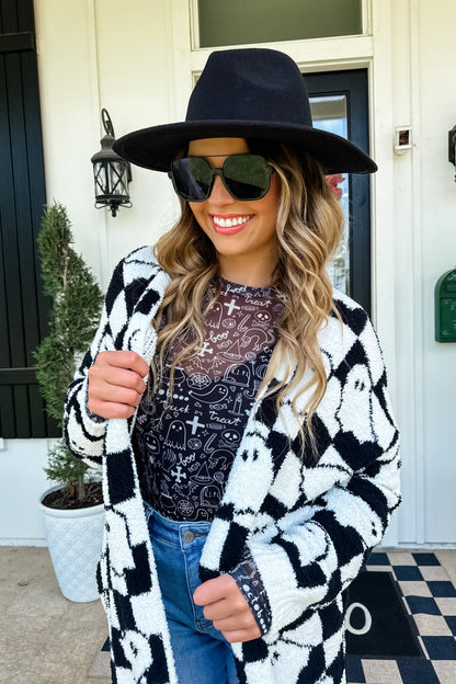 Checker Ghost Cloud Cardigan