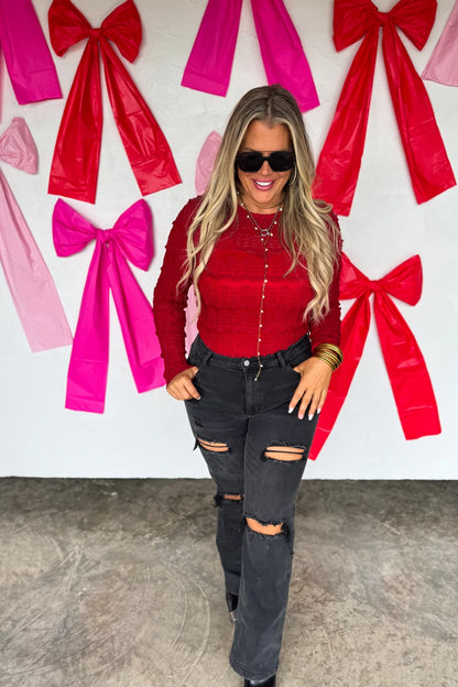 PREORDER: Long Sleeve Rosalie Lace Top