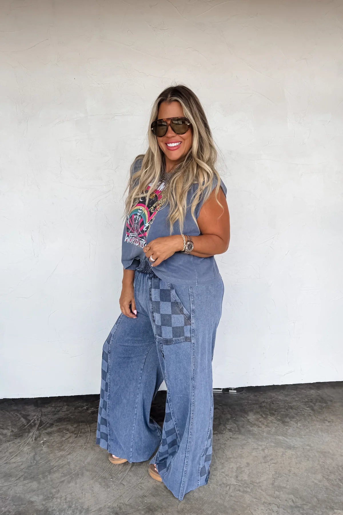 PREORDER: Groove on Checker Flare Pants