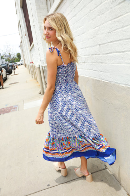 Navy Boho Print Dress