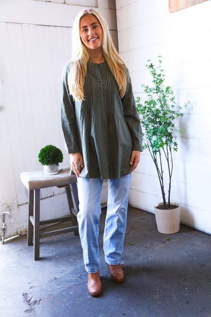 Olive Pinstripe Tunic