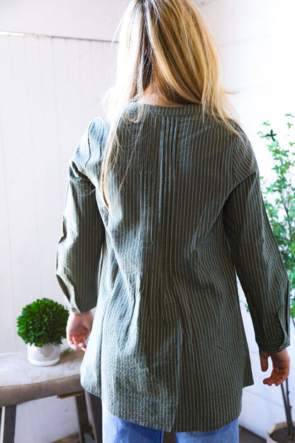 Olive Pinstripe Tunic
