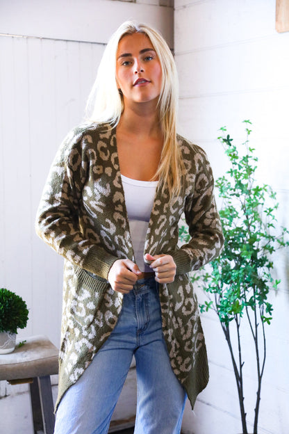 Leopard Olive Cardigan