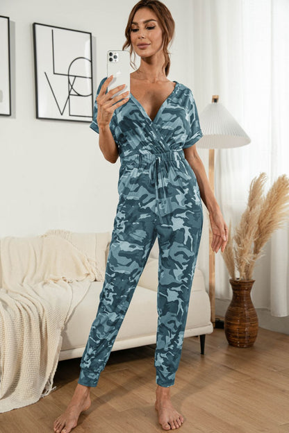 Camo Surplice Jumpsuit