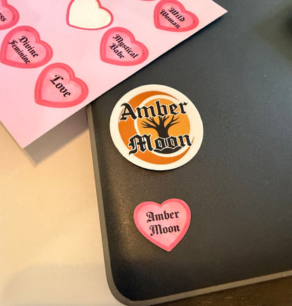 Amber Moon Conversation Heart Stickers
