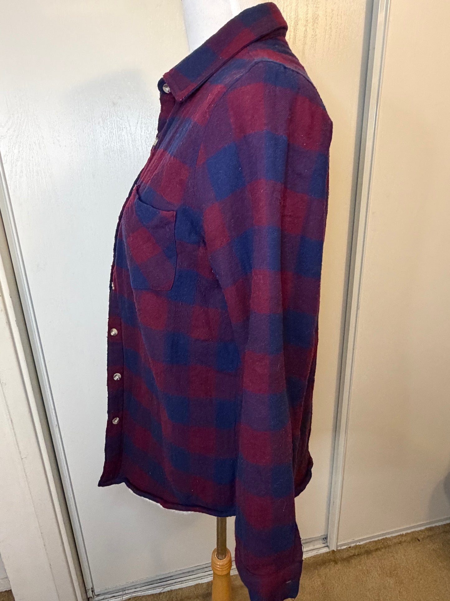 Amber Moon Revival: Burgundy and Navy Plaid Lined Shacket