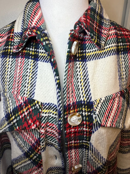 Amber Moon Revival: Oversized Red and White Shacket NWT