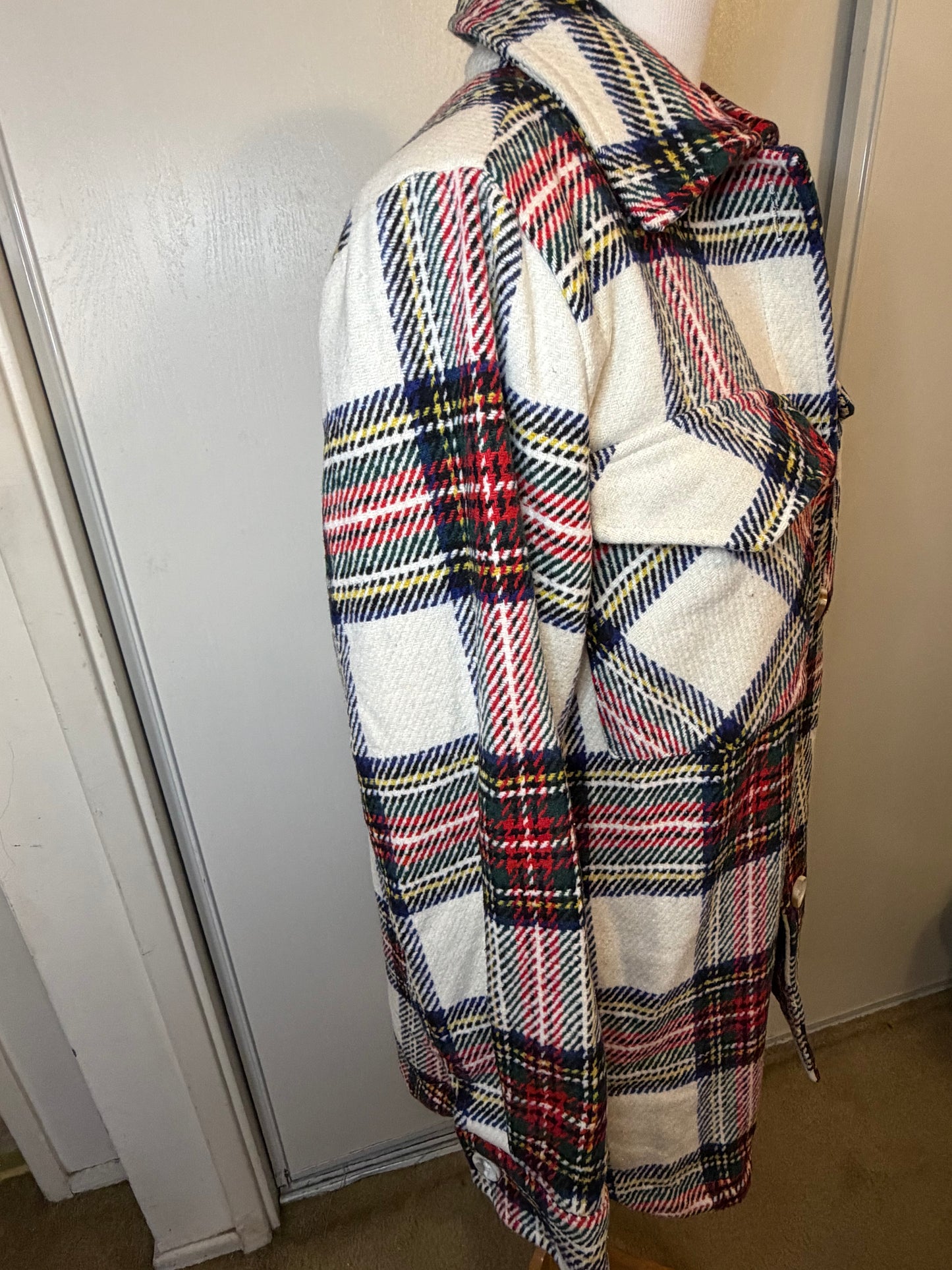 Amber Moon Revival: Oversized Red and White Shacket NWT
