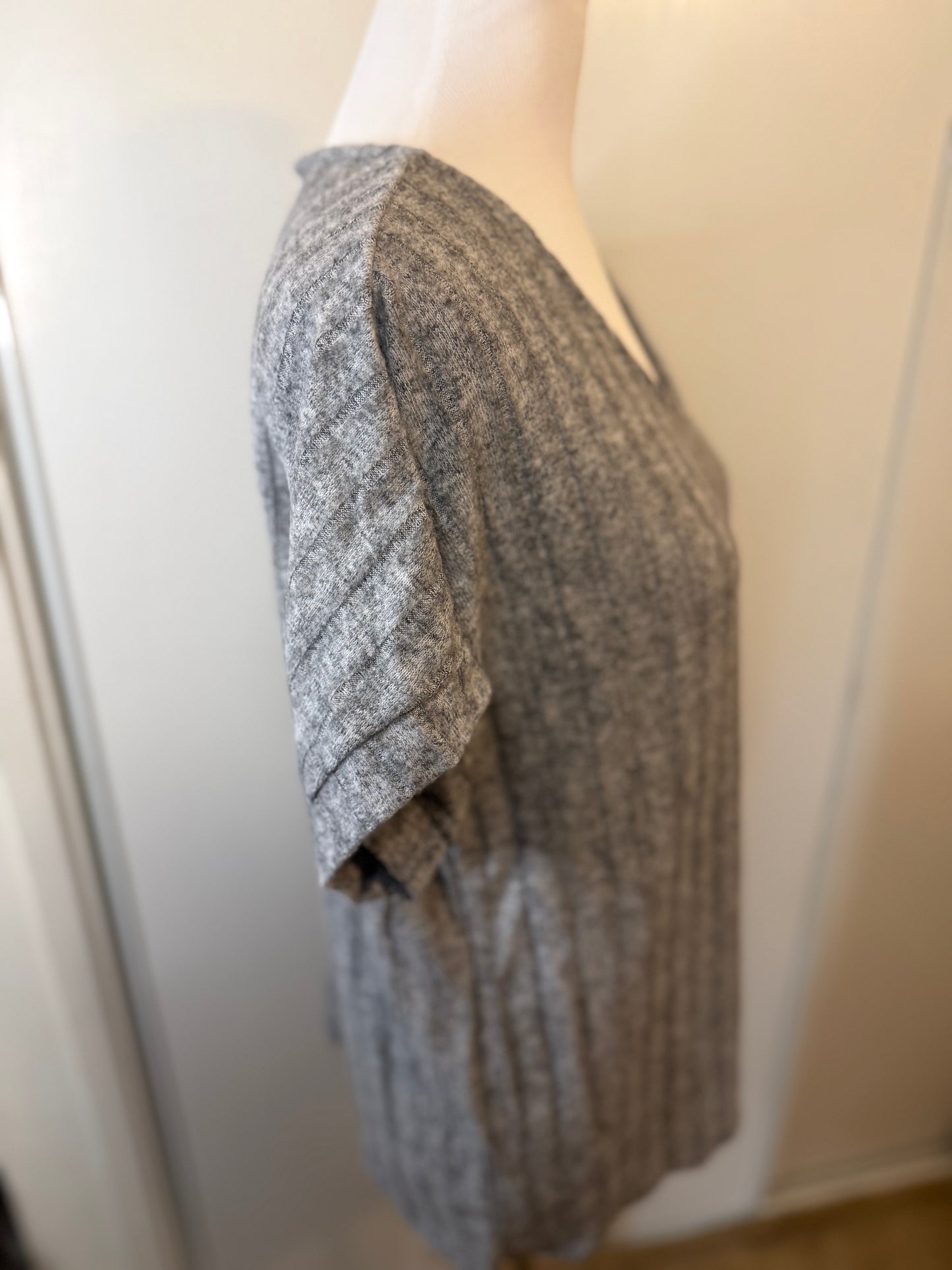 Amber Moon Revival: Grey Ribbed Short Sleeve Top NWOT