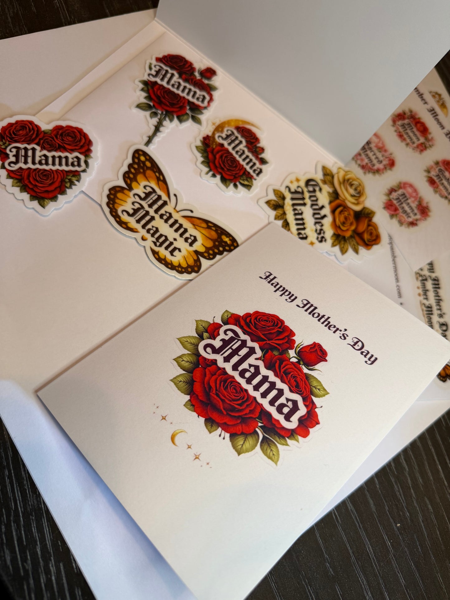 Amber Moon Rose Tattoo Mother’s Day Card
