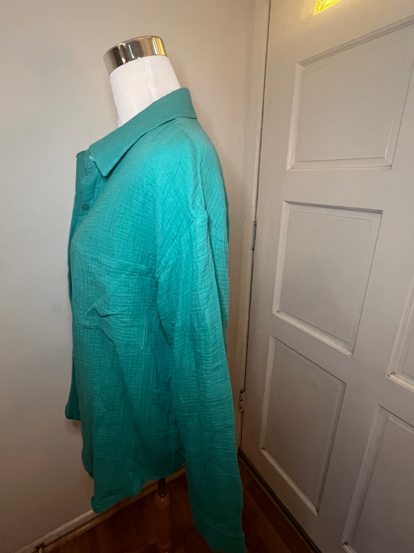 Amber Moon Revival: Green Gauze Cotton Top