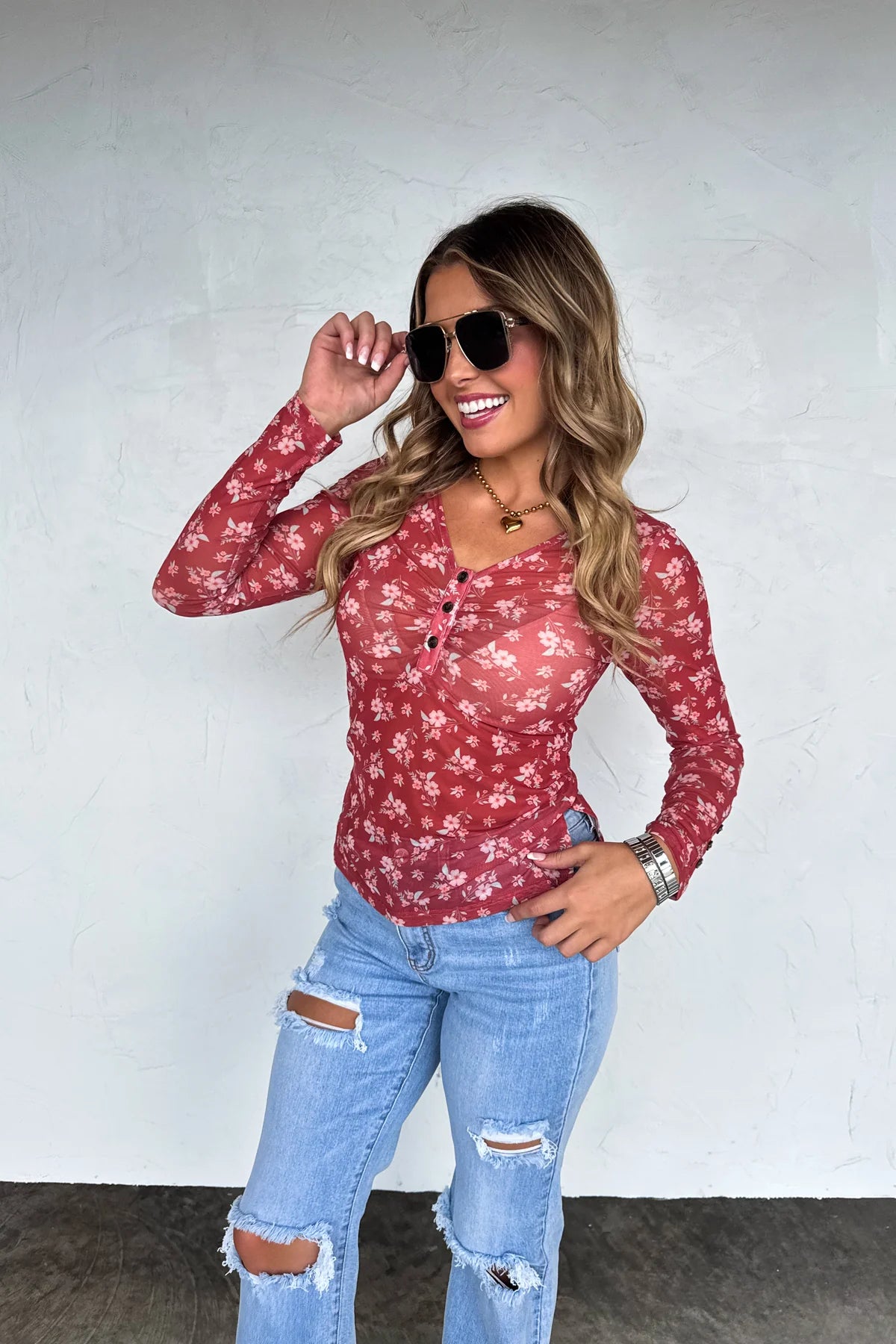 PREORDER: Annie V-Neck Mesh Top