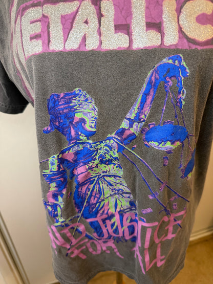 Amber Moon Revival: 100% Cotton Women's Grey/Purple Metallica "...And Justice For All" Tee