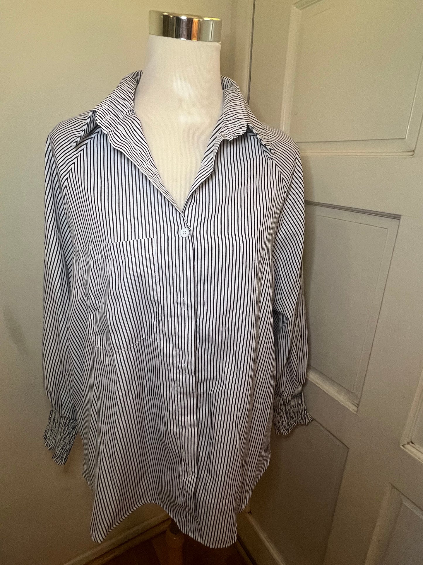 Amber Moon Revival: Striped Button Down w/ Smocked Cuffs