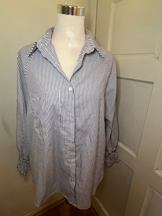 Amber Moon Revival: Striped Button Down w/ Smocked Cuffs
